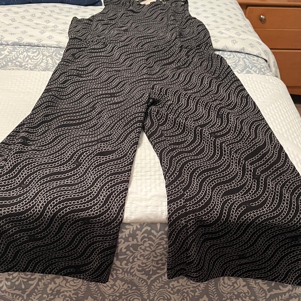 Michael Kors Black and White Wave Pattern Jumpsuit